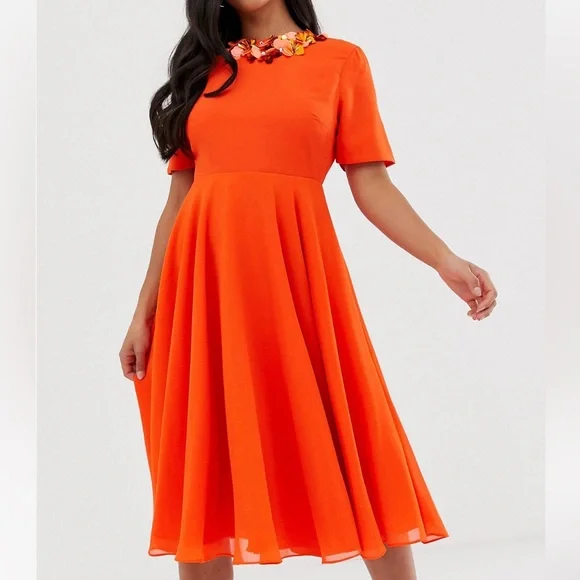 ASOS Petite | Dresses | Asos Design Petite Crop Top Embellished Neckline  Midi Dress | Poshmark